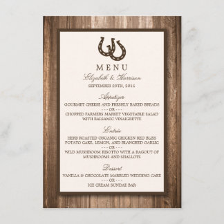Menu Landelijk bijtend Hoefijzer en bruin houten b