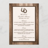 Menu Landelijk bijtend Hoefijzer en bruin houten b (Voorkant)