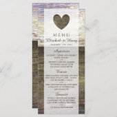 Menu Landelijk houten hart bruiloft (Voorkant / Achterkant)