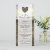 Menu Landelijk houten hart bruiloft (Staand voorkant)