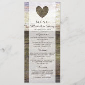Menu Landelijk houten hart bruiloft (Voorkant)