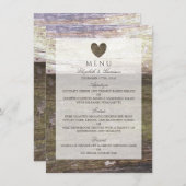Menu Landelijk houten hart bruiloft (Voorkant / Achterkant)