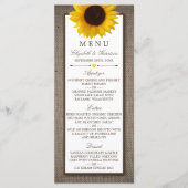 Menu Landelijke bijtende zonnebloem en bruiloft (Voorkant)