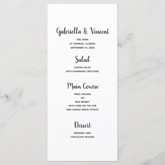 Menu Landelijke bruiloft dubbelbarndeuren (Achterkant)