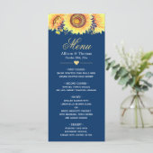 Menu Landelijke zonnebloemen Navy Blue Wedding (Staand voorkant)