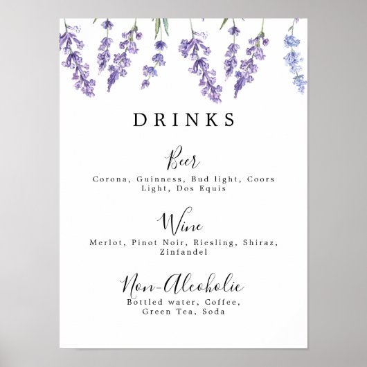 Menu Landenlavender Drink Poster (Voorkant)