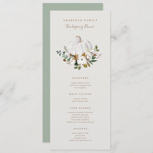 Menu Landpompoen Thanksgiving (Voorkant / Achterkant)