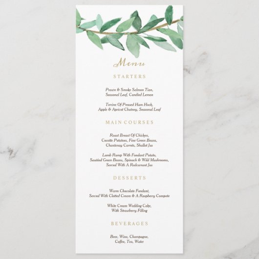 Menu Laurel Olive Branch (Voorkant)