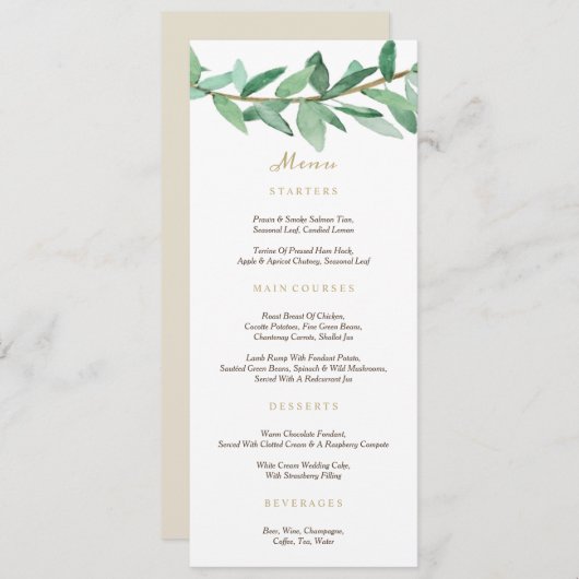 Menu Laurel Olive Branch (Voorkant / Achterkant)