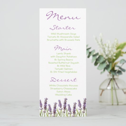 Menu Lavender (Staand voorkant)