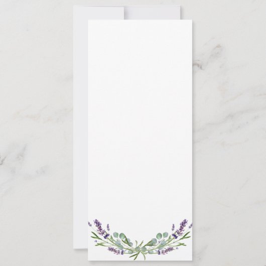 Menu lavender violet eucalyptus verjaardagskaart kaart (Achterkant)