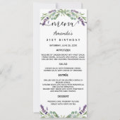Menu lavender violet eucalyptus verjaardagskaart kaart (Voorkant)