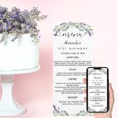Menu lavender violet eucalyptus verjaardagskaart kaart