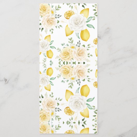 Menu Lemons & Rozen Weddenschap Vrijgezellenfeest (Achterkant)