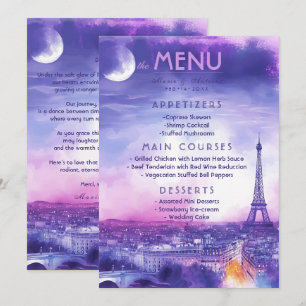 Menu + lieflijke tekst Amour Éternel