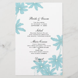 Menu Light Blue Daisies Wedding