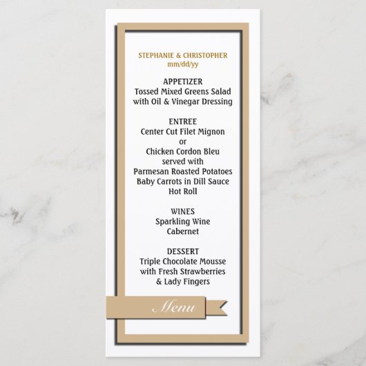 Menu Light Brown Ribbon Wedding/Program (Voorkant)