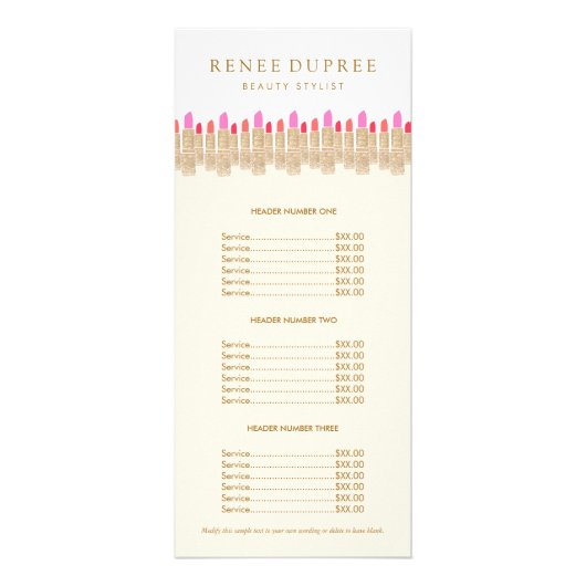 menu Lijst met artistieke objecten van de goudzoek (Voorkant)