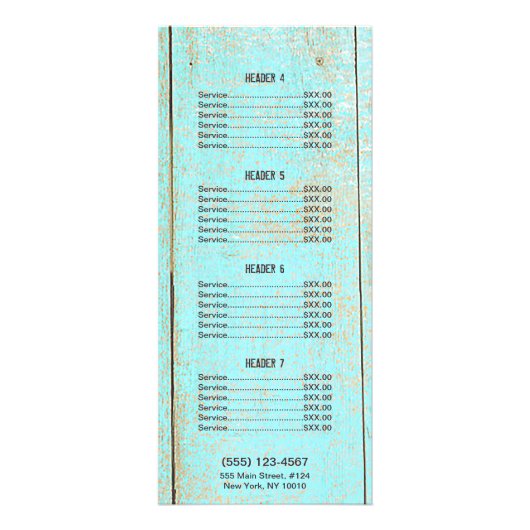 Menu Lijst met prijzen van gereed hout op landelij (Achterkant)