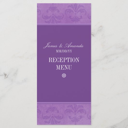 Menu lila Damask Wedding / Programma (Achterkant)