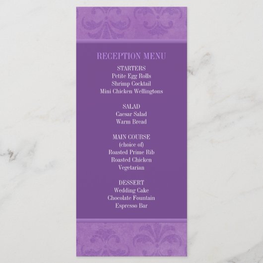 Menu lila Damask Wedding / Programma (Voorkant)