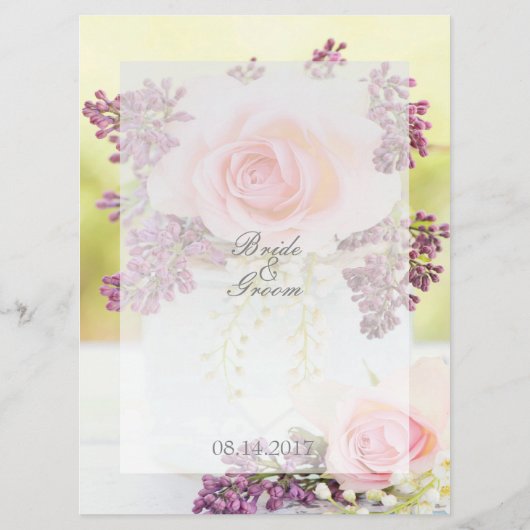 Menu Lilacs and Rozen Vintage Wedding (Achterkant)