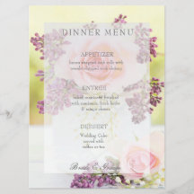 Menu Lilacs and Rozen Vintage Wedding
