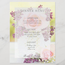 Menu Lilacs and Rozen Vintage Wedding