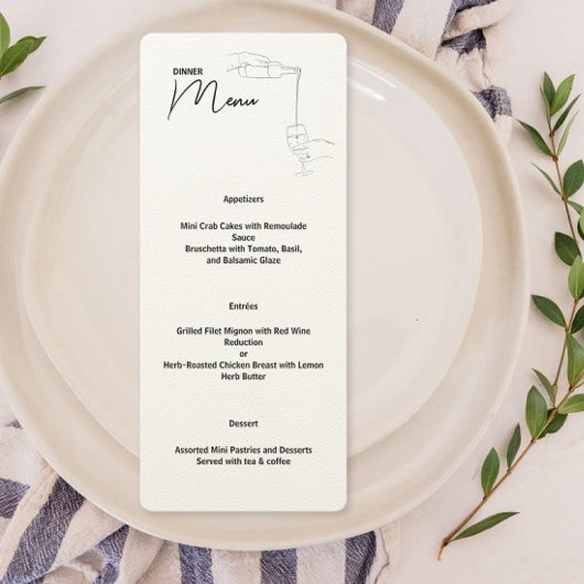 Menu Line Drawing Dinner Party