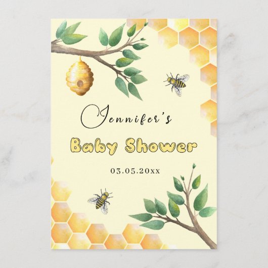 Menu Little Bee Baby shower (Achterkant)