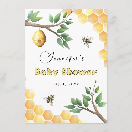 Menu Little Bee Baby shower (Achterkant)