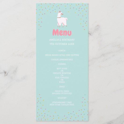 Menu Llama-feestdag (Voorkant)