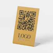 Menu Logo QR Code Business Modern Simple Gold Reclamebord Met Voetstuk (Voorkant)