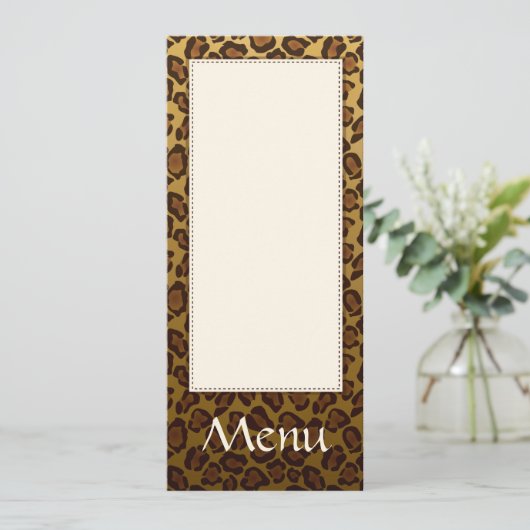 Menu Lopard Print Wedding - aanpasbare matching (Staand voorkant)