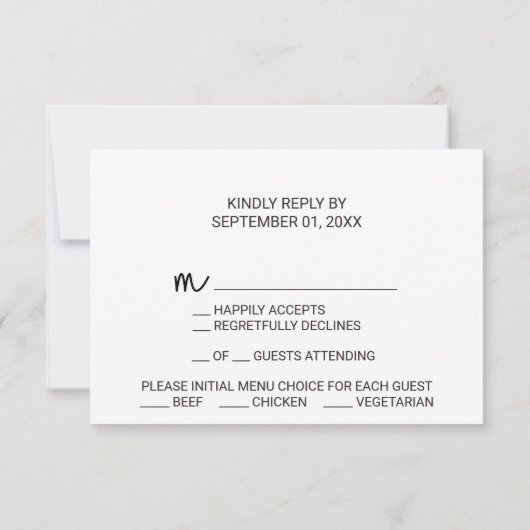 Menu Love Hearts Keuze RSVP-kaart (Achterkant)