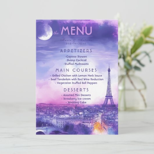 Menu + lovely text Amour Éternel  (Staand voorkant)