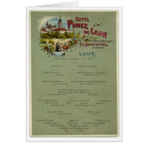 Menu Lunch, Ponce de Leon Hotel, St Augustine