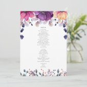 Menu Magenta Floral Kaart (Staand voorkant)