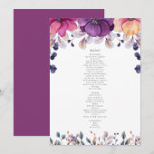 Menu Magenta Floral Kaart (Voorkant / Achterkant)