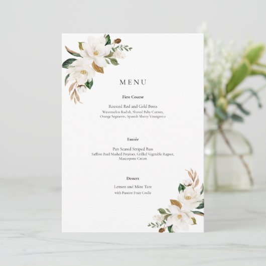 Menu Magnolia Floral Wedding (Staand voorkant)