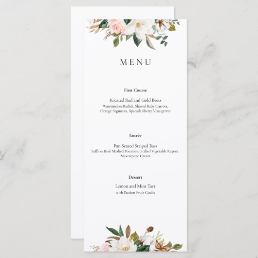 Menu Magnolia Floral Wedding (Voorkant / Achterkant)