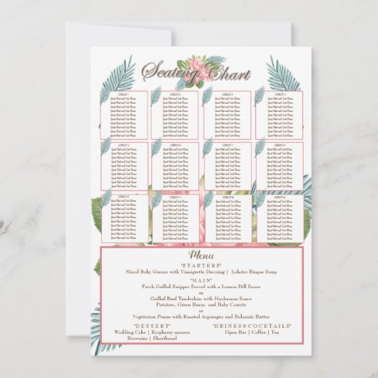 Menu Magnolia Lilies Bouquet Wedding Program (Achterkant)