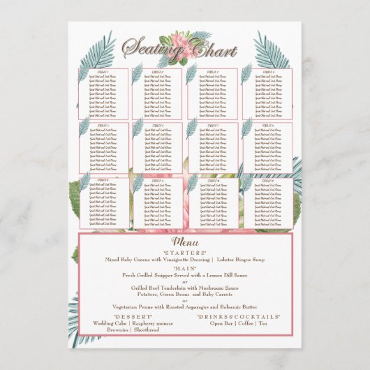 Menu Magnolia Lilies Bouquet Wedding Program (Achterkant)