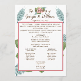 Menu Magnolia Lilies Bouquet Wedding Program