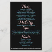Menu Makeup Artist Salon Spa Flyer (Achterkant)