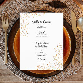 Menu Maple Leaf Edge Fall Wedding