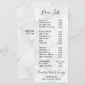 Menu Marble Nail Salon Professional Price List (Voorkant / Achterkant)