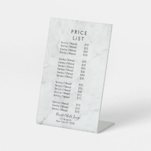 Menu Marble Nail Salon Professional Price List Reclamebord Met Voetstuk