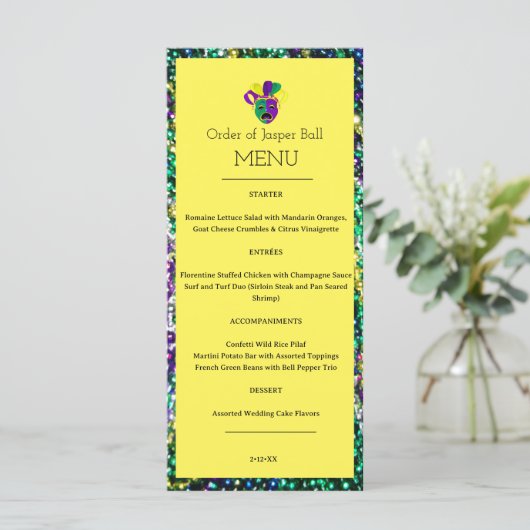 Menu Mardi Gras (Staand voorkant)