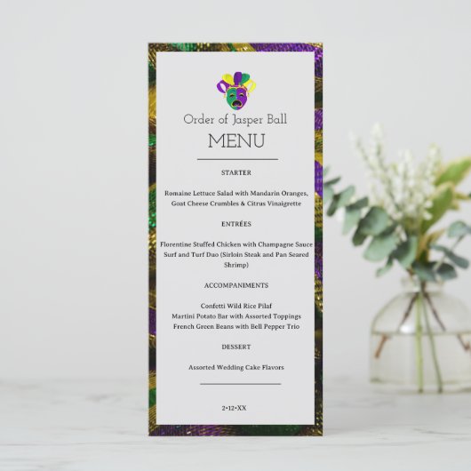 Menu Mardi Gras (Staand voorkant)